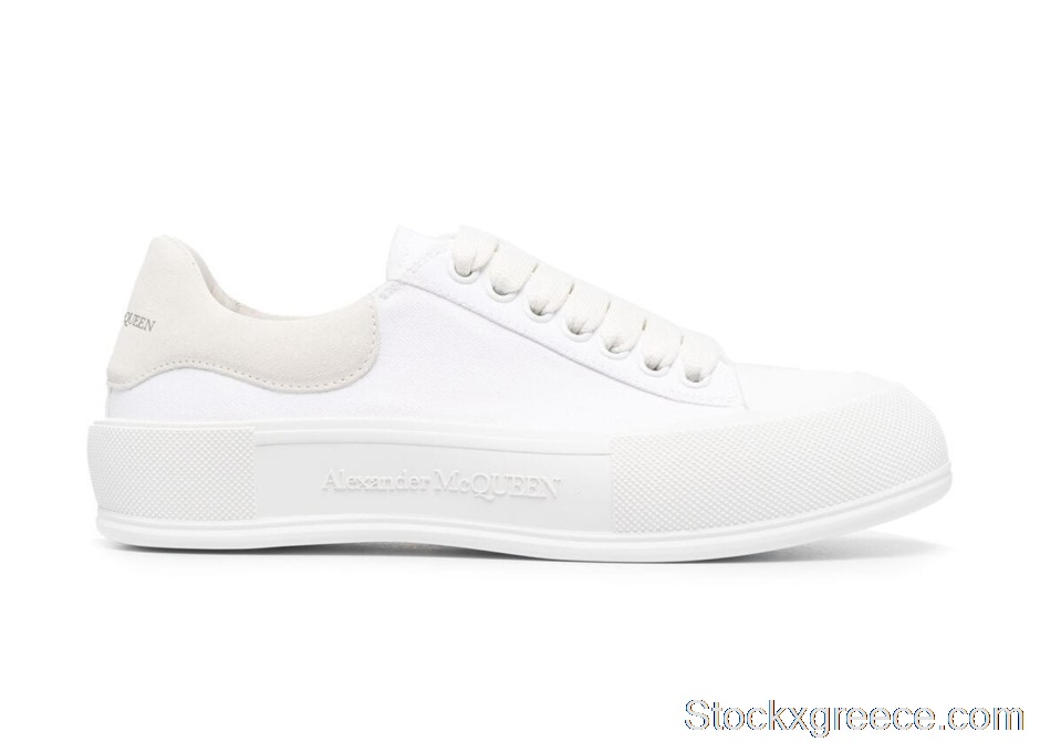 Outlet Alexander McQueen Deck Skate Plimsoll Lace-Up White (W) 654593W4MV79000