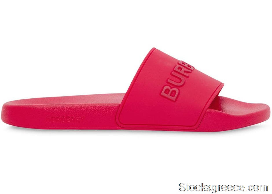 Outlet Burberry Embossed Logo Slides Bright Red 80417371