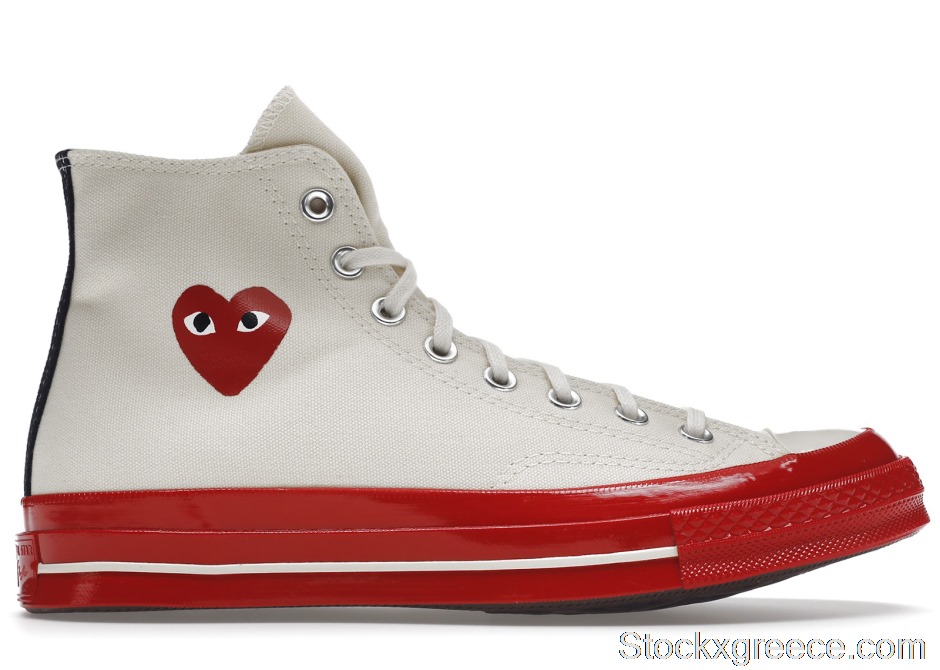 Outlet Converse Chuck Taylor All-Star 70 Hi Comme des Garcons PLAY Egret Red Midsole A01794C