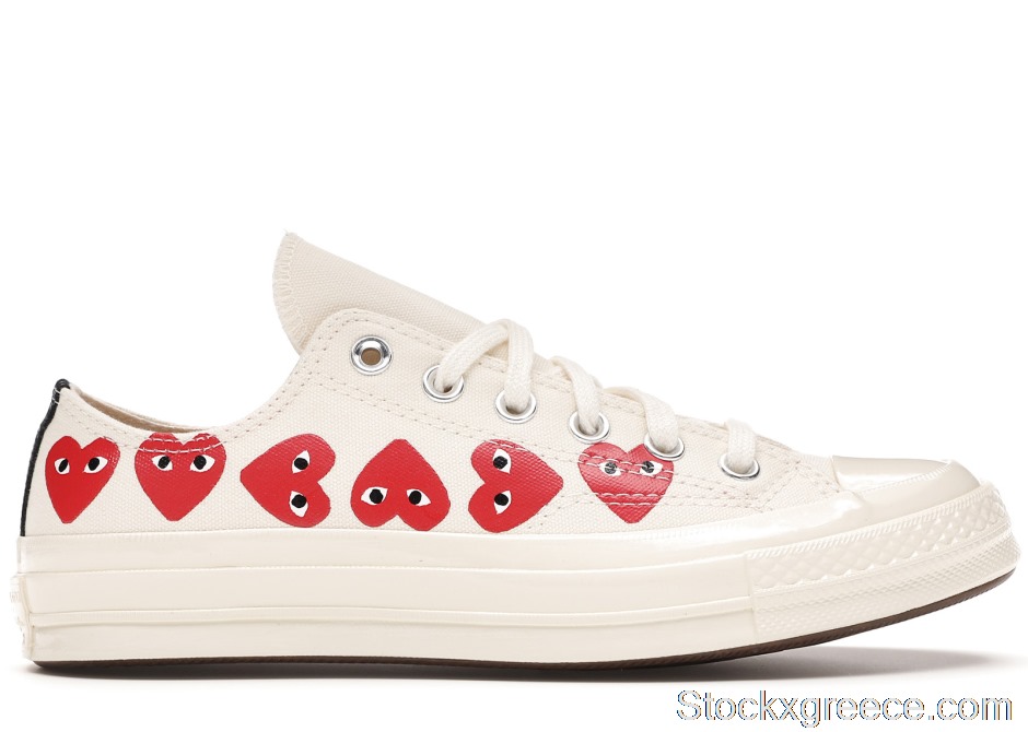 Outlet Converse Chuck Taylor All-Star 70 Ox Comme des Garcons Play Multi-Heart White 162975C